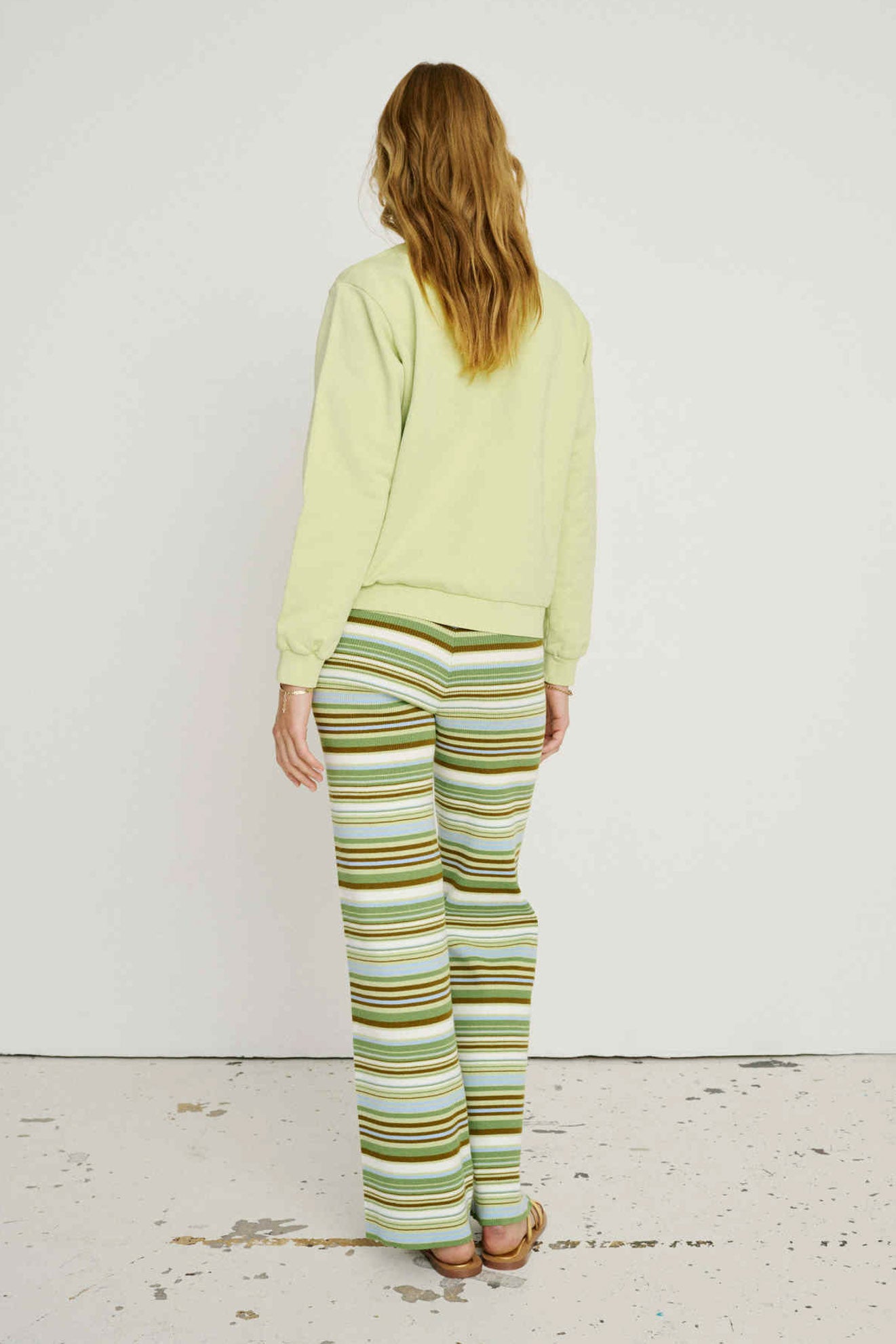 SUMMERY Copenhagen Noelle Pants Multi stripe Pants 508 Multi stripe/Opaline Green
